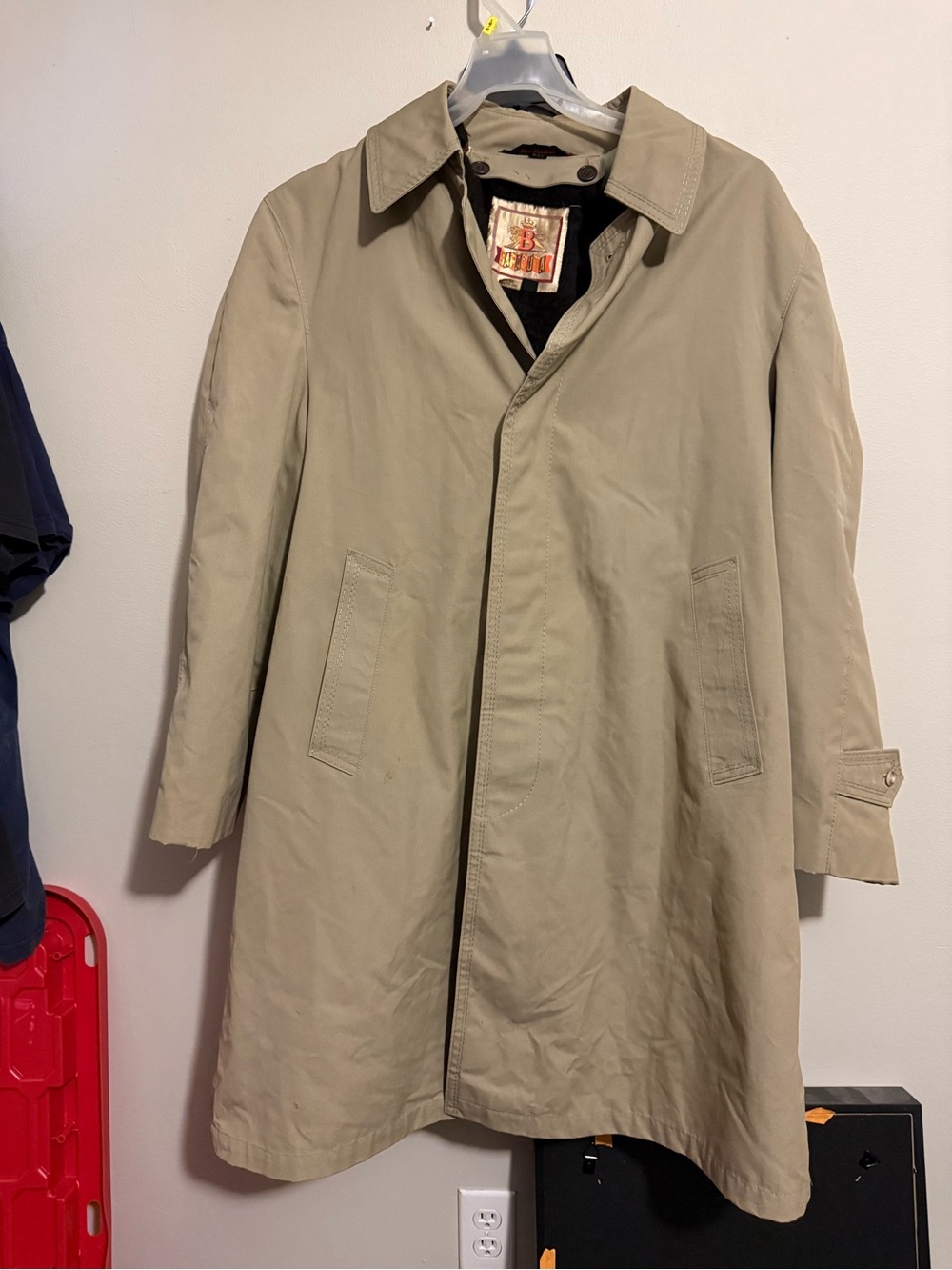 Men's Beige Trench Coat - Classic Single-Breasted Overcoat